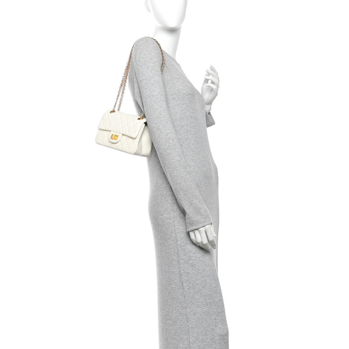 Mini Quilted Calfskin Flap Shoulder Bag - White