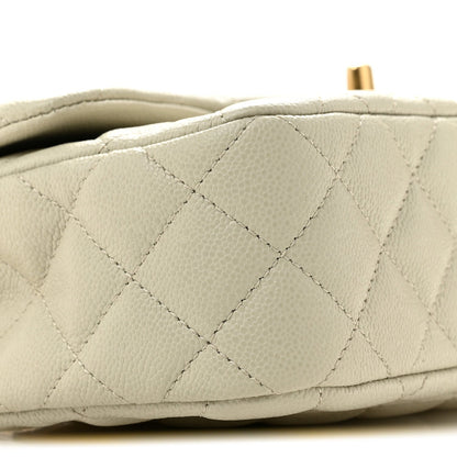 Small Quilted Caviar Flap Shoulder Bag - Grey