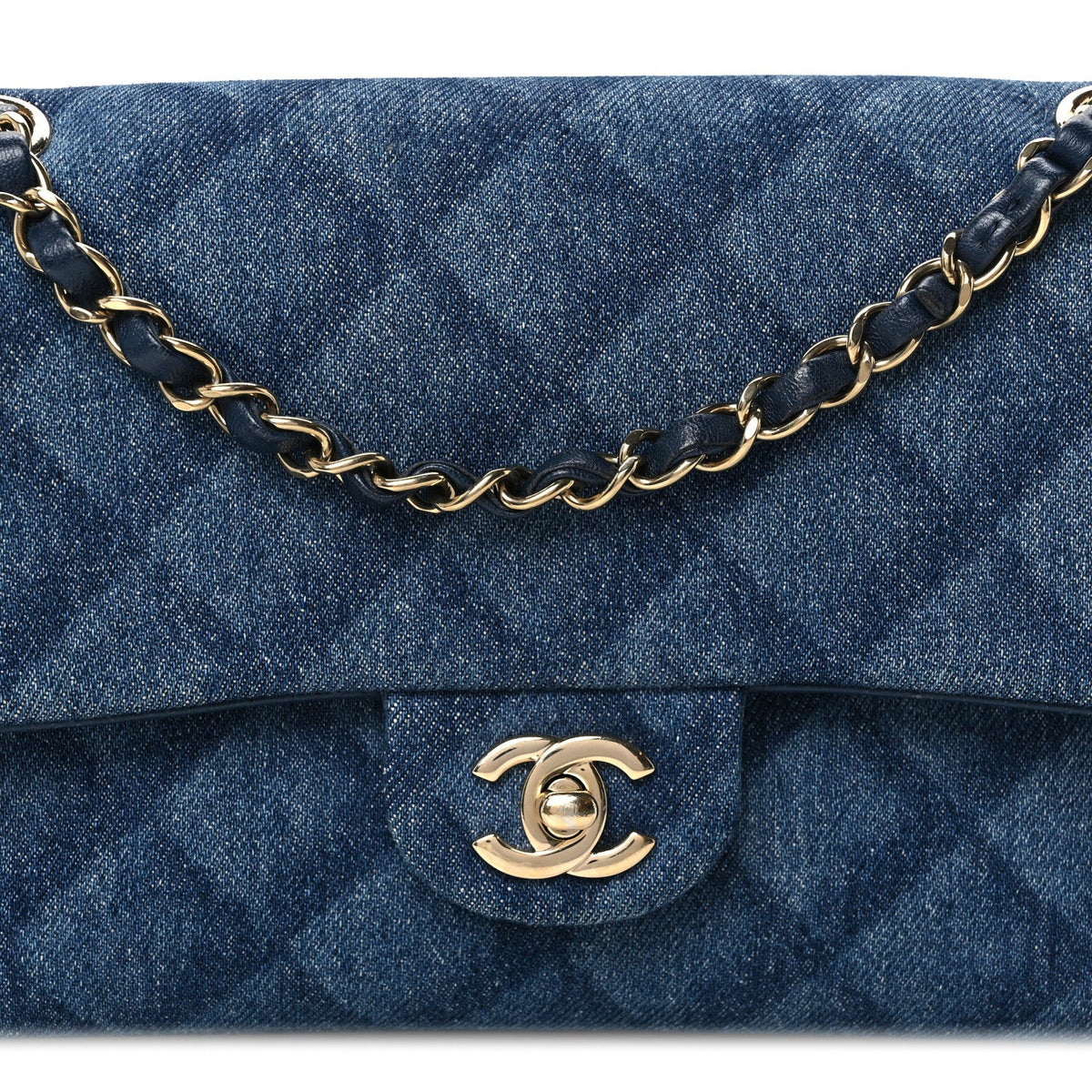 Medium Quilted Flap Shoulder Bag - Blue