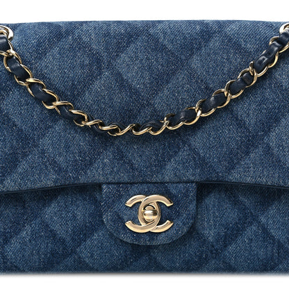 Medium Quilted Flap Shoulder Bag - Blue