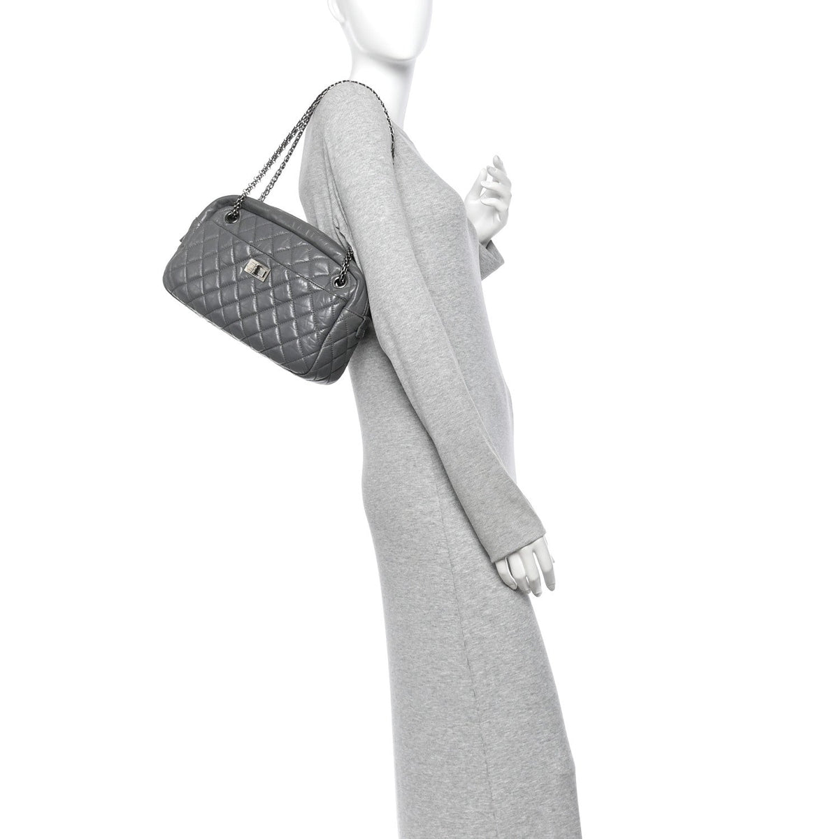 Medium Quilted Calfskin Handbag - Grey