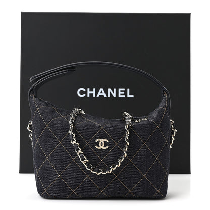 Quilted Hobo Bag - Blue