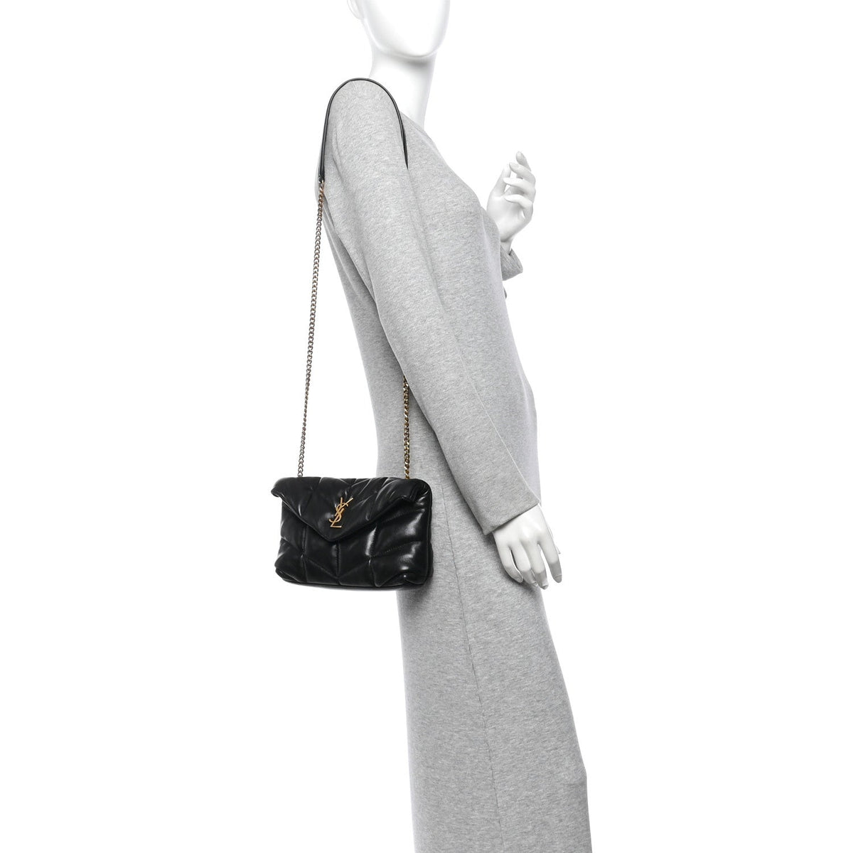 Quilted Lambskin Satchel Bag - Black