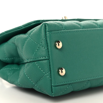 Mini Quilted Caviar Flap Shoulder Bag - Green