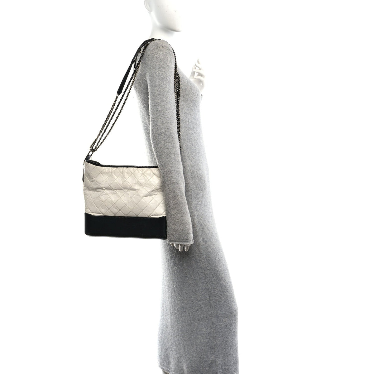 Large Quilted Calfskin Hobo Bag - White