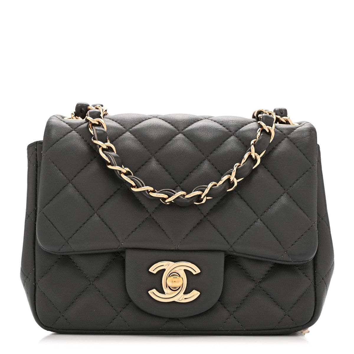 Mini Quilted Lambskin Flap Shoulder Bag - Grey