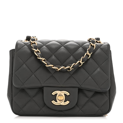 Mini Quilted Lambskin Flap Shoulder Bag - Grey