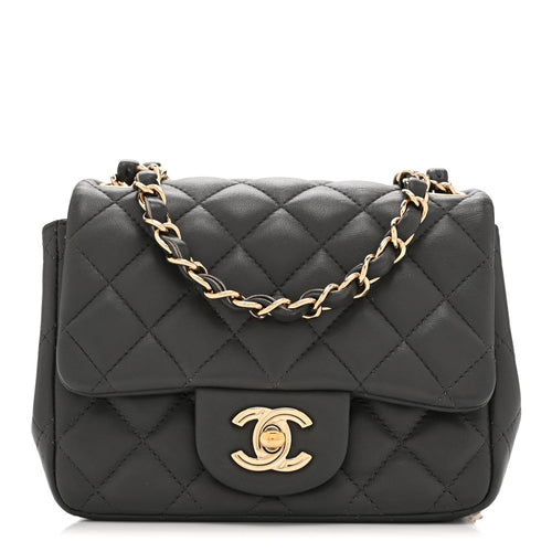 Mini Quilted Lambskin Flap Shoulder Bag - Grey