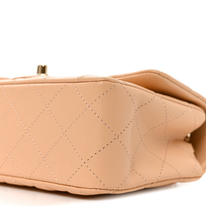Mini Quilted Lambskin Flap Shoulder Bag - Tan