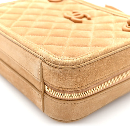 Quilted Suede Handbag - Brown