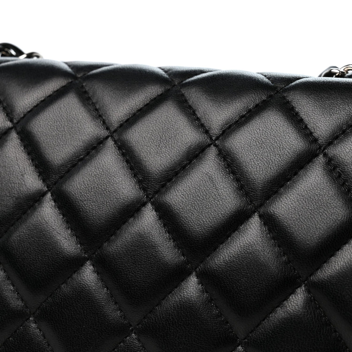 Quilted Lambskin Flap Shoulder Bag - Black