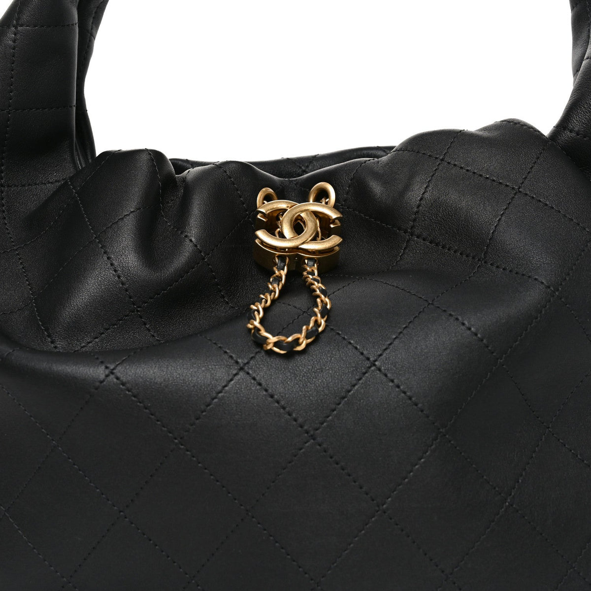 Small Quilted Calfskin Hobo Bag - Black