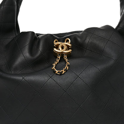 Small Quilted Calfskin Hobo Bag - Black