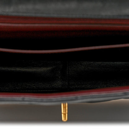 Quilted Lambskin Flap Shoulder Bag - Black