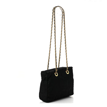 Quilted Nylon Tote Bag - Black