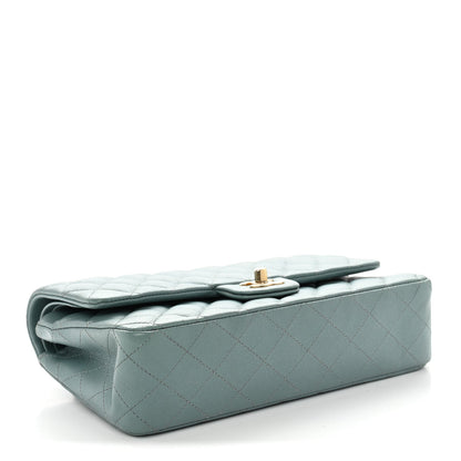 Medium Quilted Caviar Flap Shoulder Bag - Light Blue