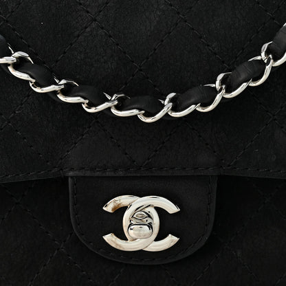 Medium Quilted Suede Flap Shoulder Bag - Black