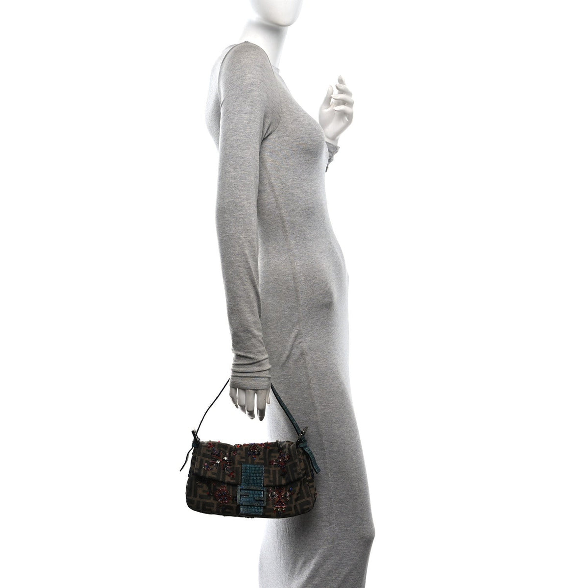 Lizard Zucca Crystal Beaded Baguette Tob Handbag