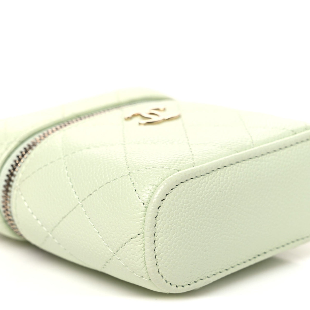 Small Quilted Caviar Handbag - Light Green