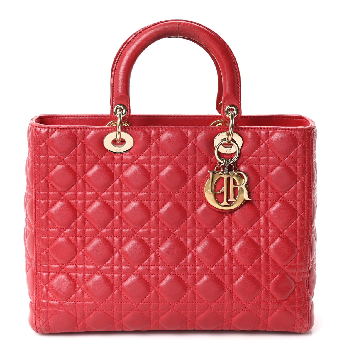 Large Lambskin Handbag - Red