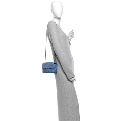 Mini Quilted Flap Shoulder Bag - Blue