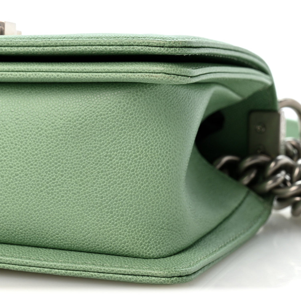 Small Quilted Caviar Flap Shoulder Bag - Green