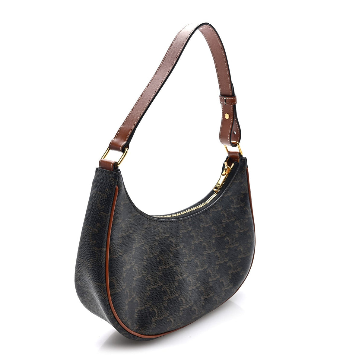 Calfskin Canvas Shoulder Bag - Tan