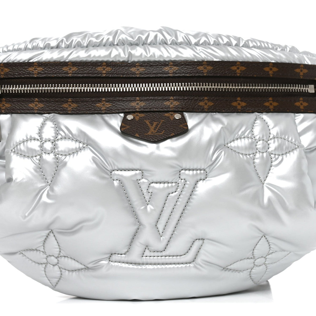 Econyl Monogram Pillow Bumbag Silver Handbag