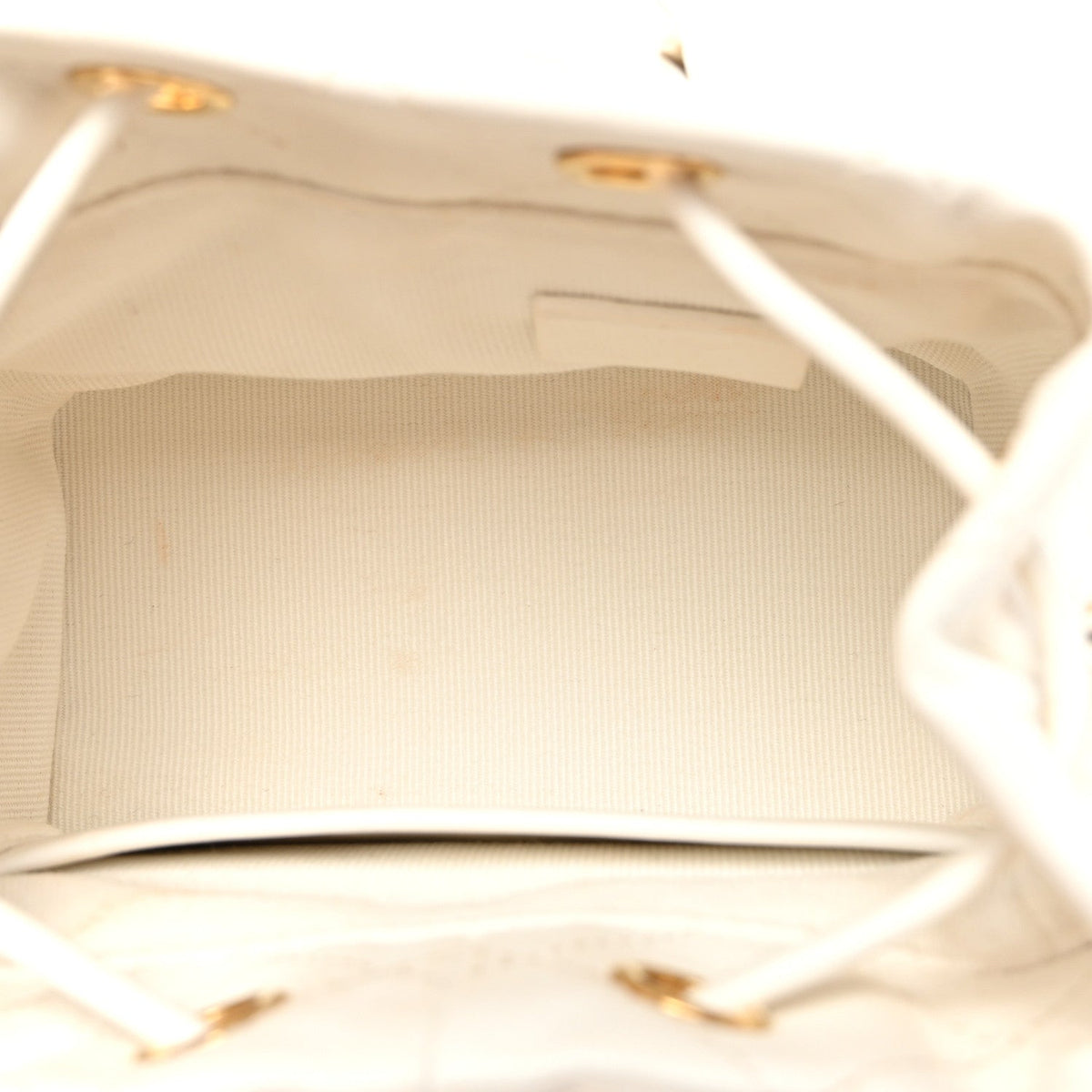 Small Quilted Lambskin Bucket Bag - White