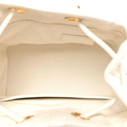 Small Quilted Lambskin Bucket Bag - White