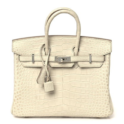 Matte Alligator Birkin 25 Beton Handbag