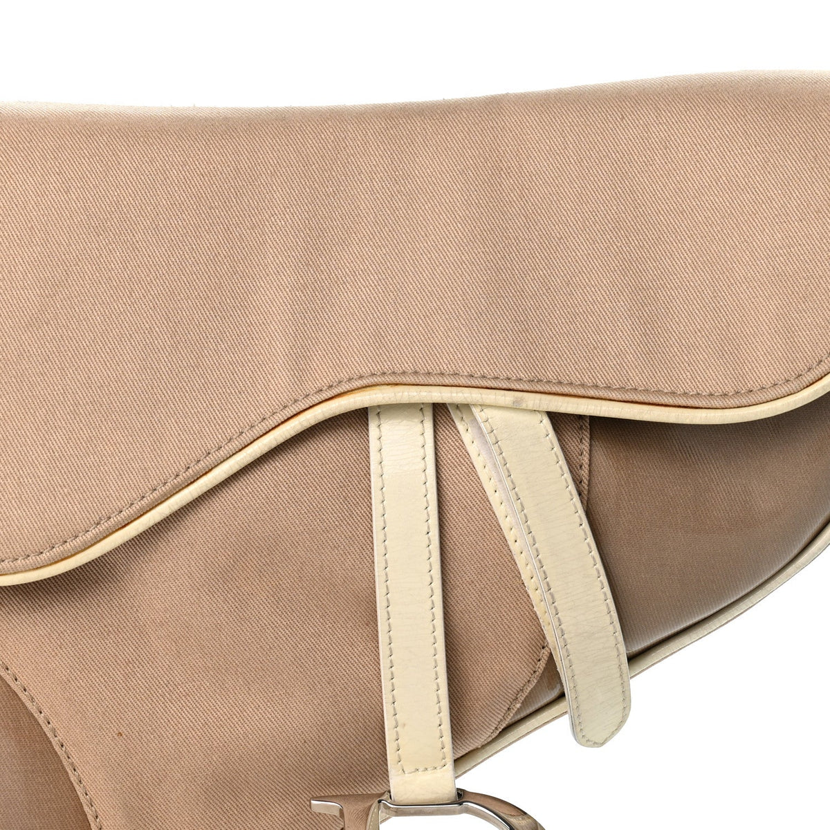 Calfskin Canvas Handbag - Beige