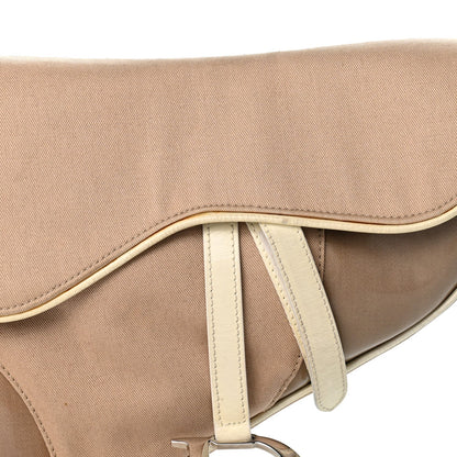 Calfskin Canvas Handbag - Beige