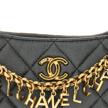 Quilted Lambskin Hobo Bag - Grey