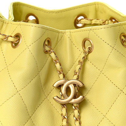 Small Quilted Caviar Handbag - Yellow