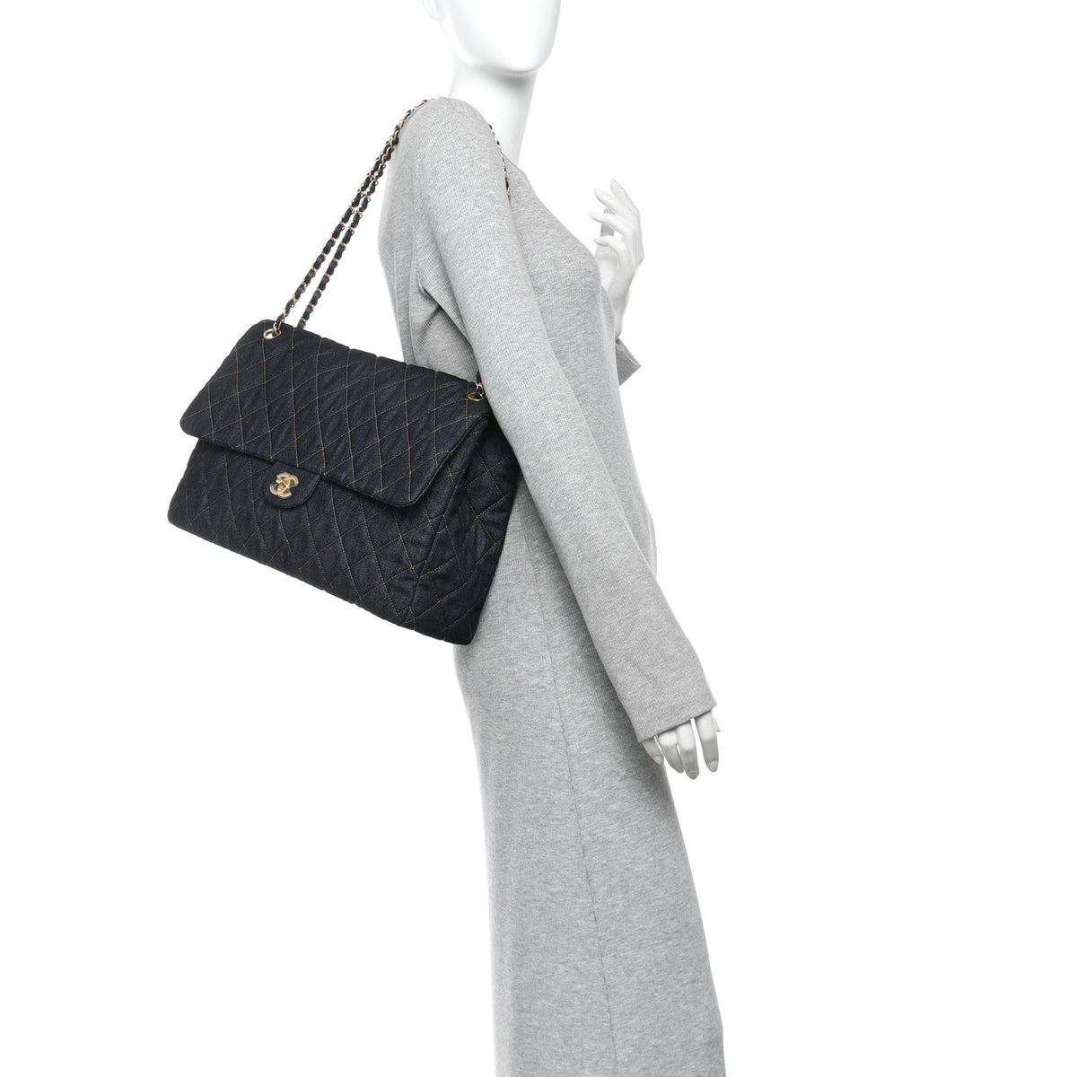 Quilted Flap Shoulder Bag - Blue