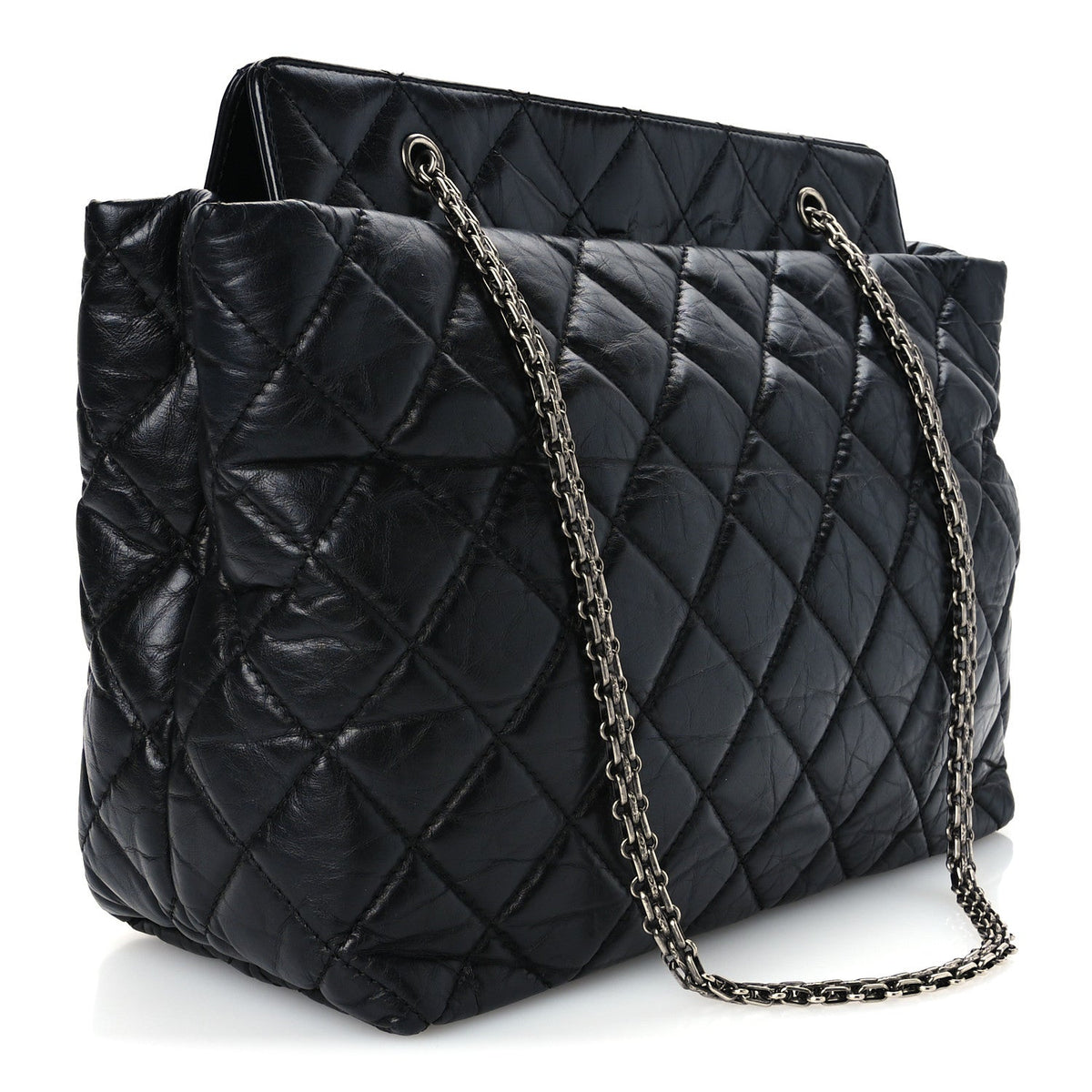 Quilted Calfskin Tote Bag - Black