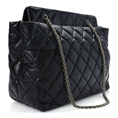 Quilted Calfskin Tote Bag - Black