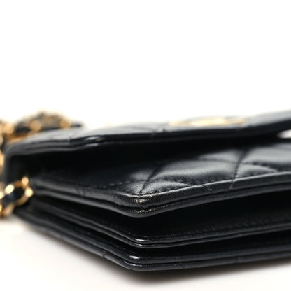 Quilted Lambskin Clutch Bag - Black