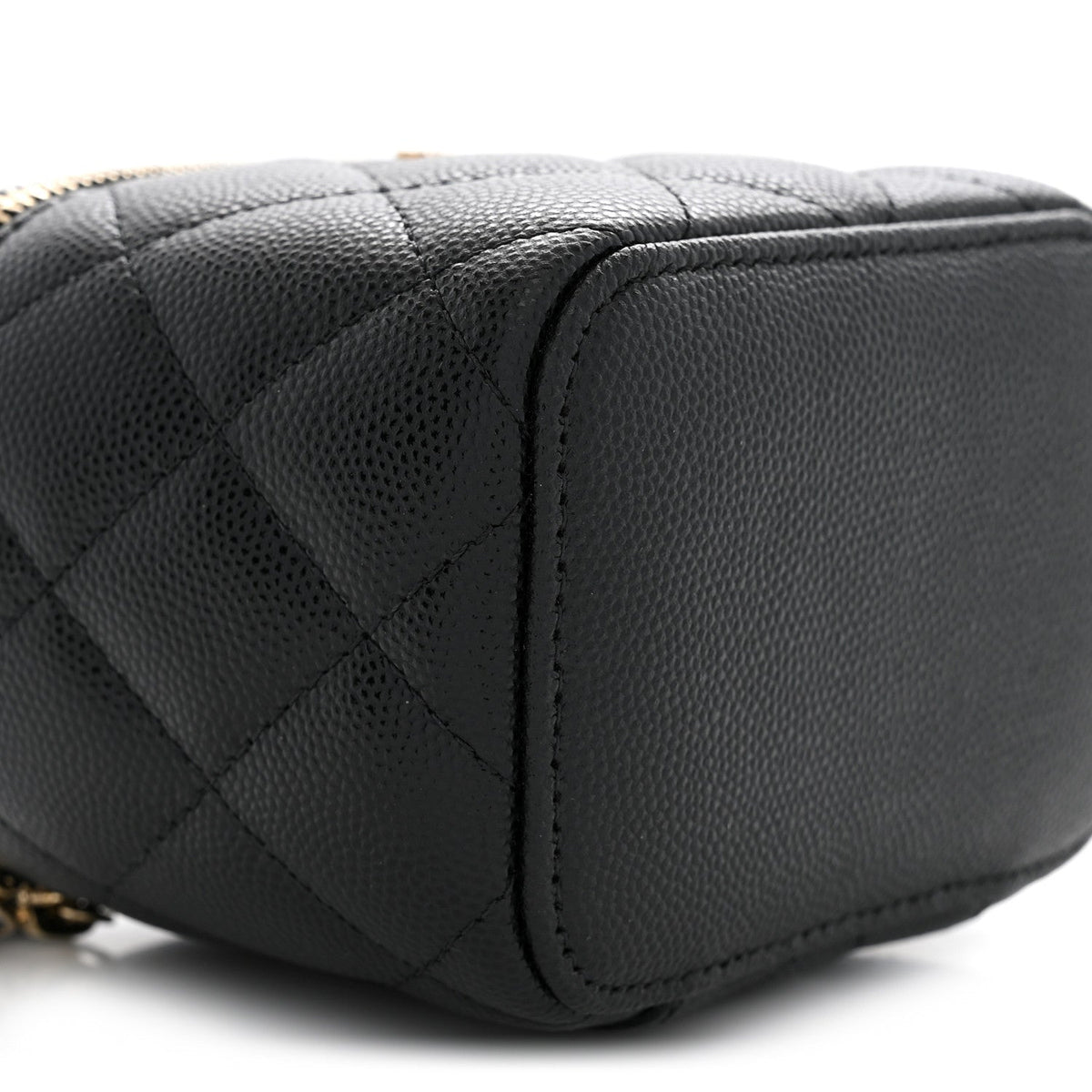 Mini Quilted Caviar Handbag - Black