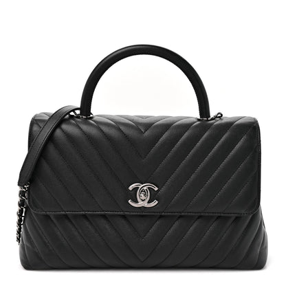 Medium Quilted Caviar Flap Shoulder Bag - Black