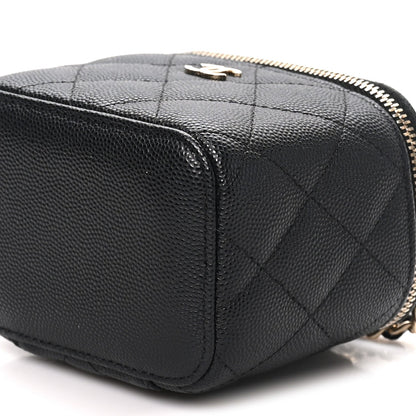 Mini Quilted Caviar Handbag - Black