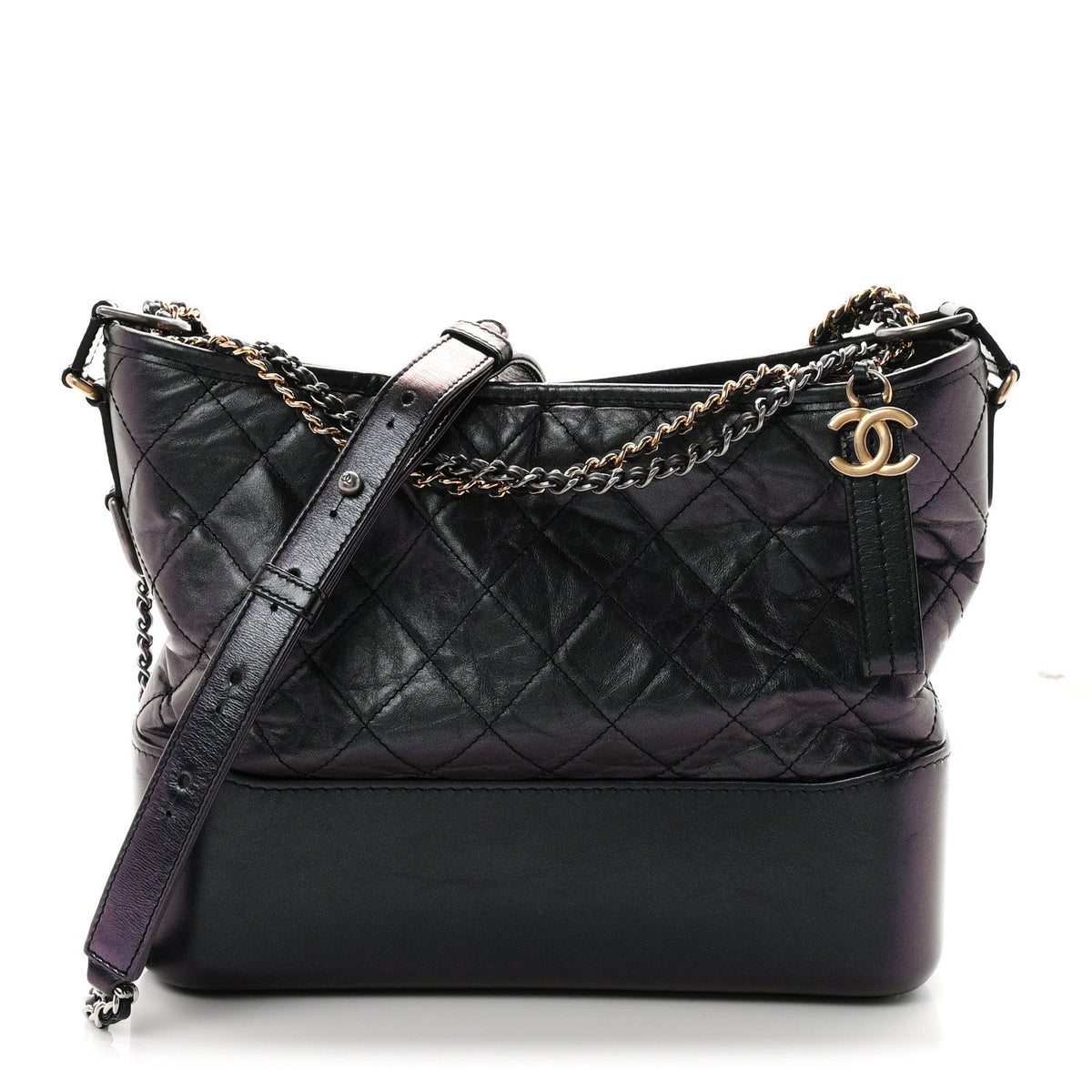 Medium Quilted Calfskin Hobo Bag - Black