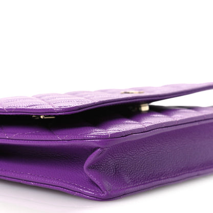 Quilted Caviar Wallet Bag - Purple