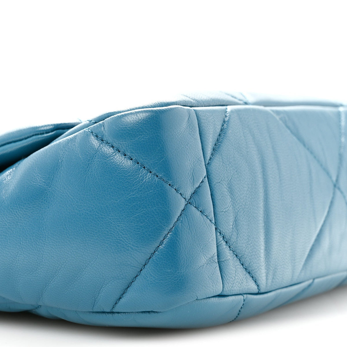 Medium Quilted Goatskin Flap Shoulder Bag - Turquoise