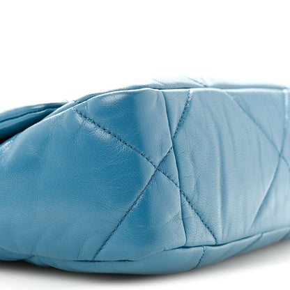Medium Quilted Goatskin Flap Shoulder Bag - Turquoise