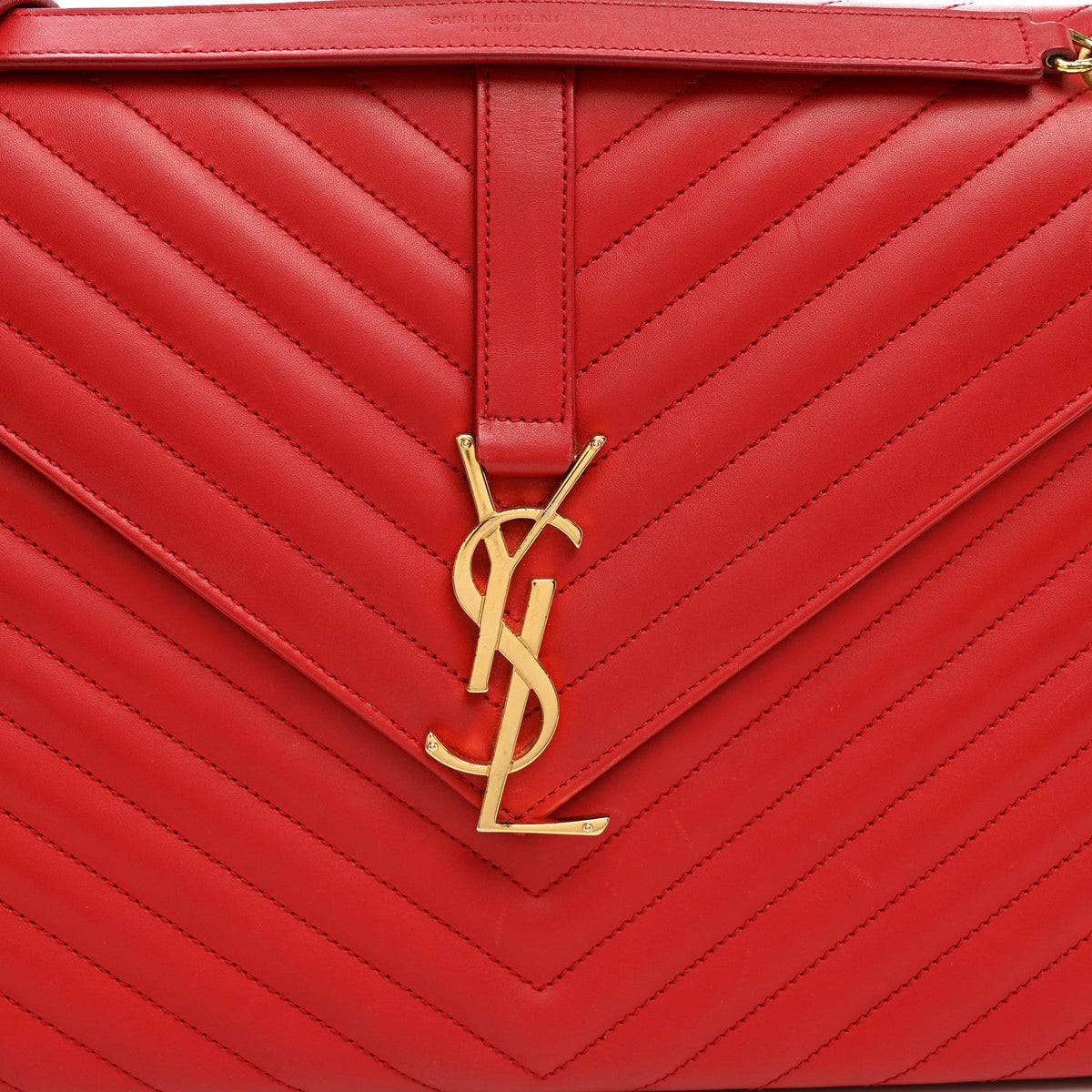 Large Calfskin Satchel Bag - Red
