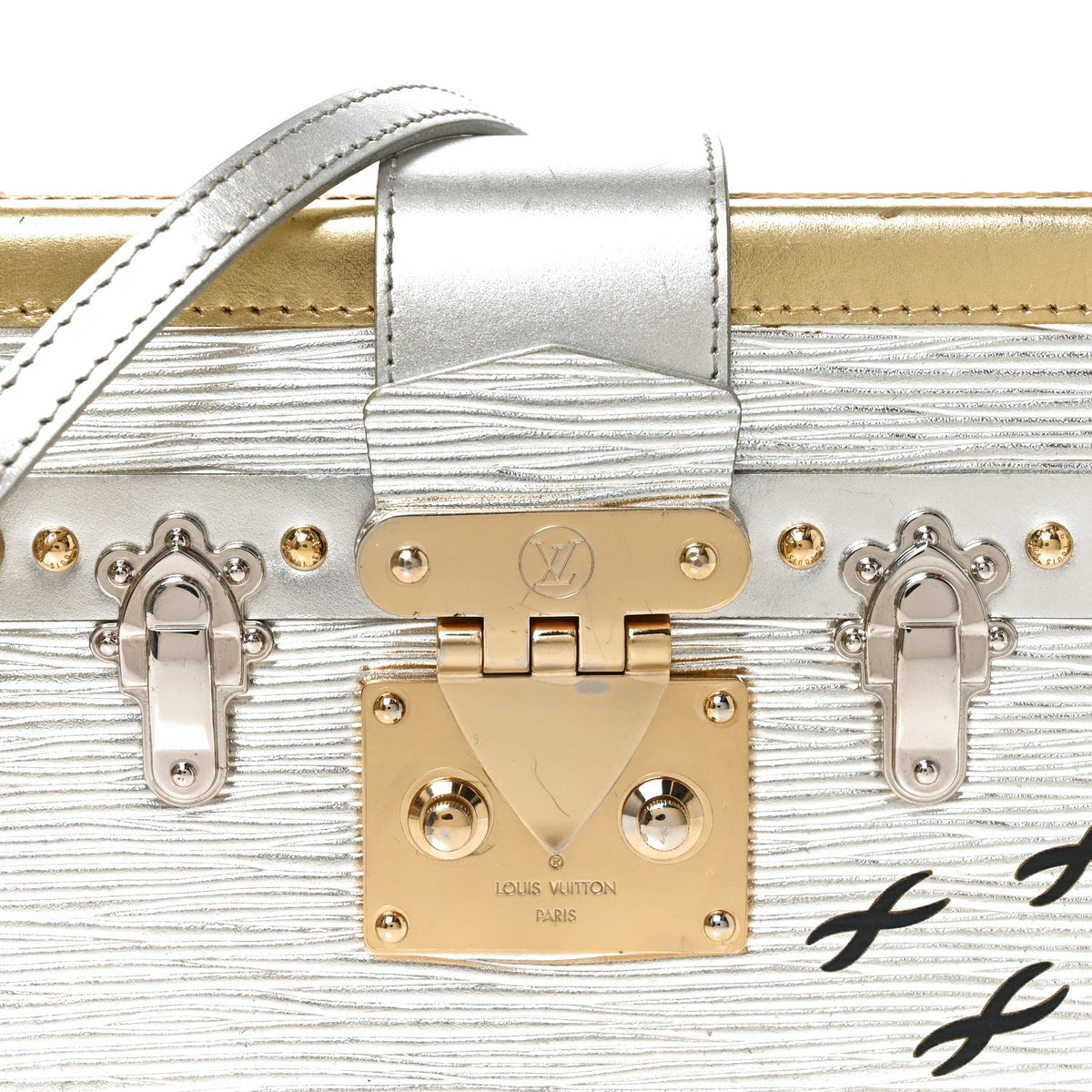 Metallic Epi Petite Malle Silver Handbag