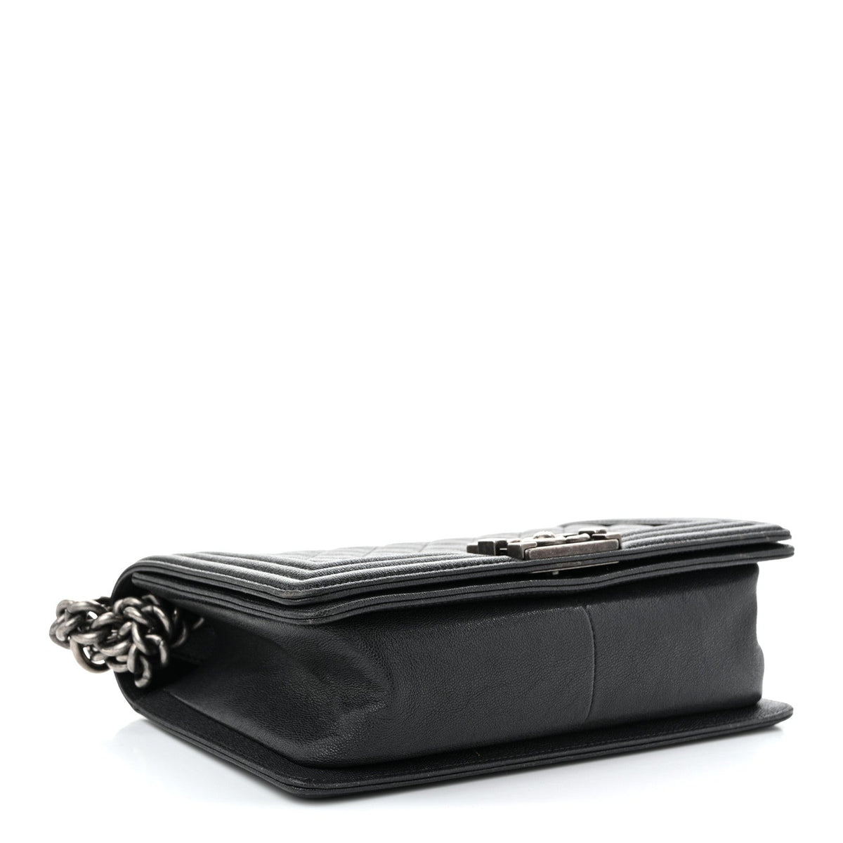 Medium Quilted Caviar Flap Shoulder Bag - Grey