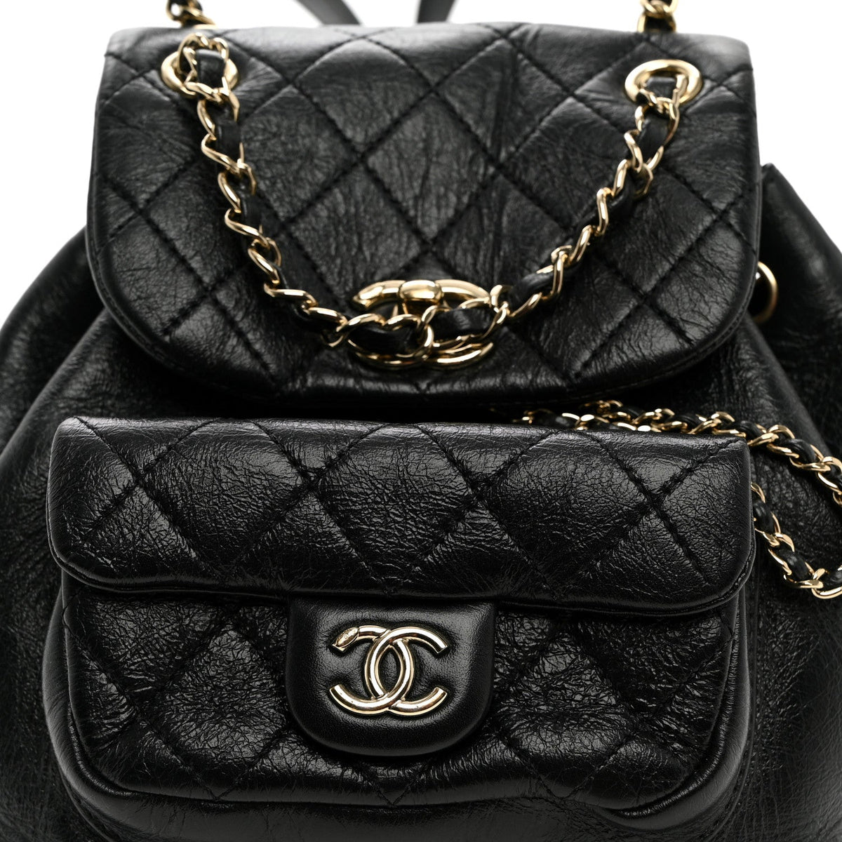 Small Quilted Calfskin Backpack - Black